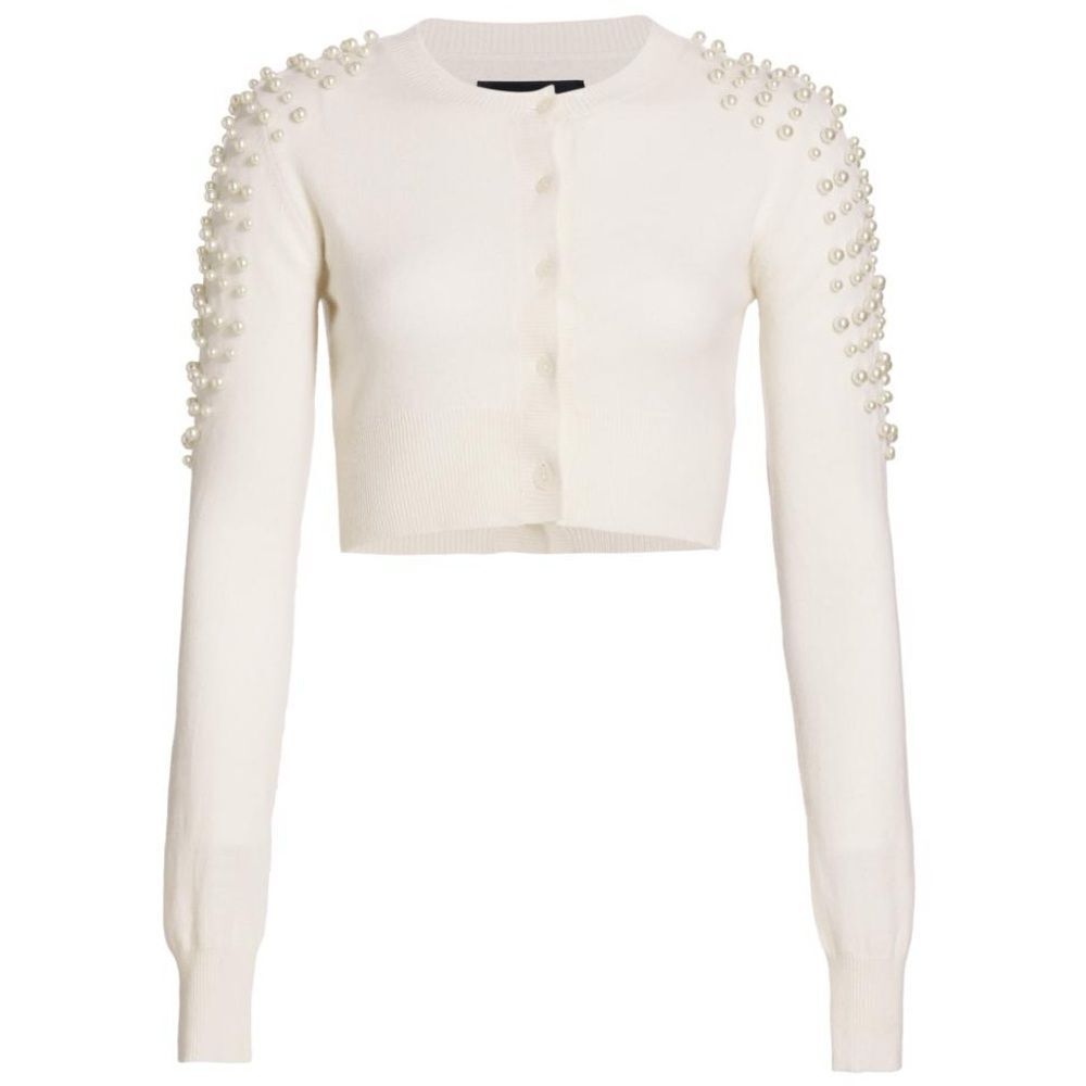 LE SUPERBE Women's Hailey Cropped Wool-blend Cardigan in  Ivory Size Medium